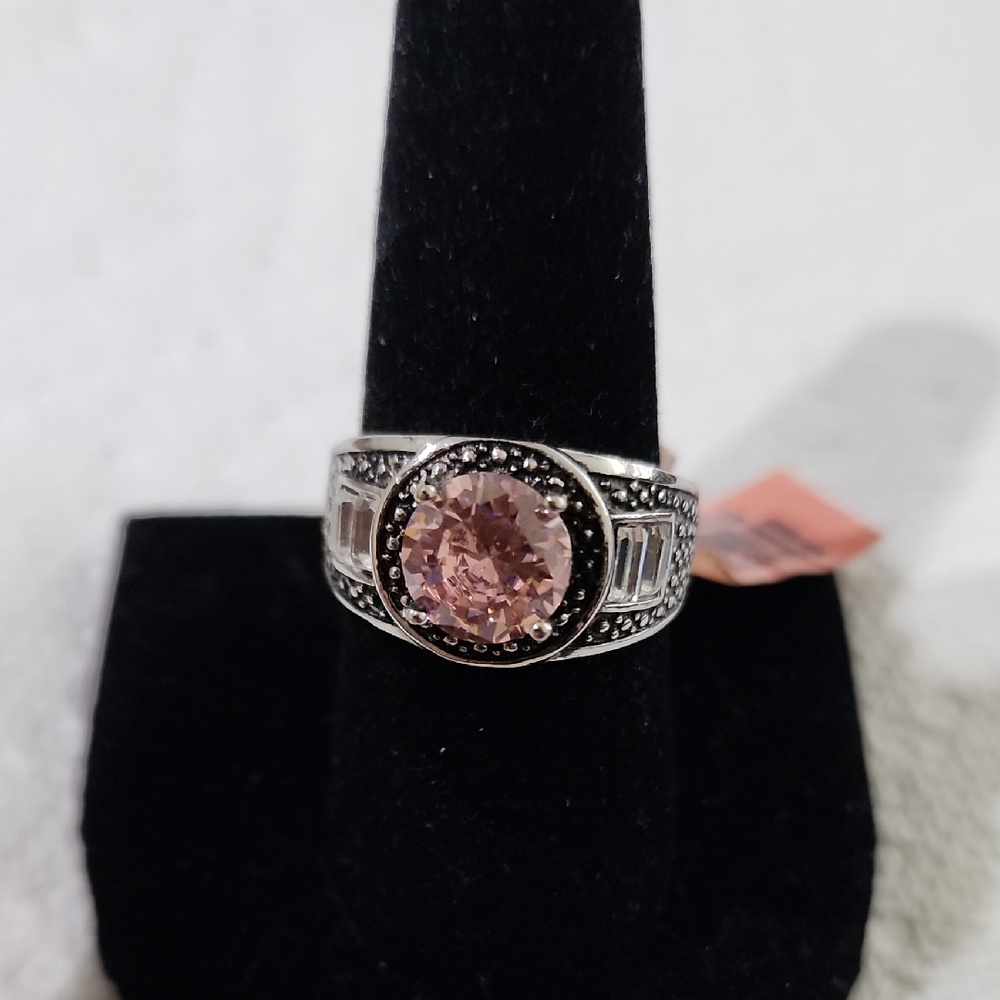 Elegant Pink Tourmaline and Silver Women's Ring